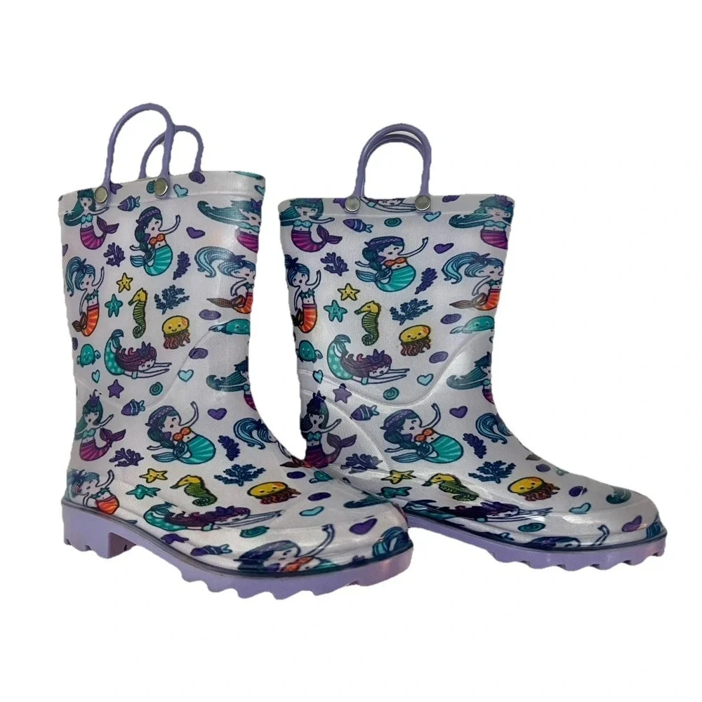 Rain Boots 10 Mermaids Water Shoes Purple Girl Clothing Accessory